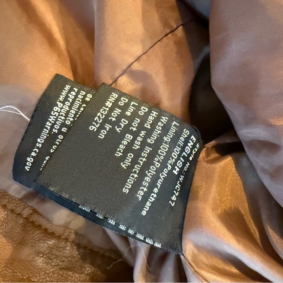 MADE BY JOHNNY Brown Faux Leather Jacket Size XXL Full Zipper - Picture 8 of 8